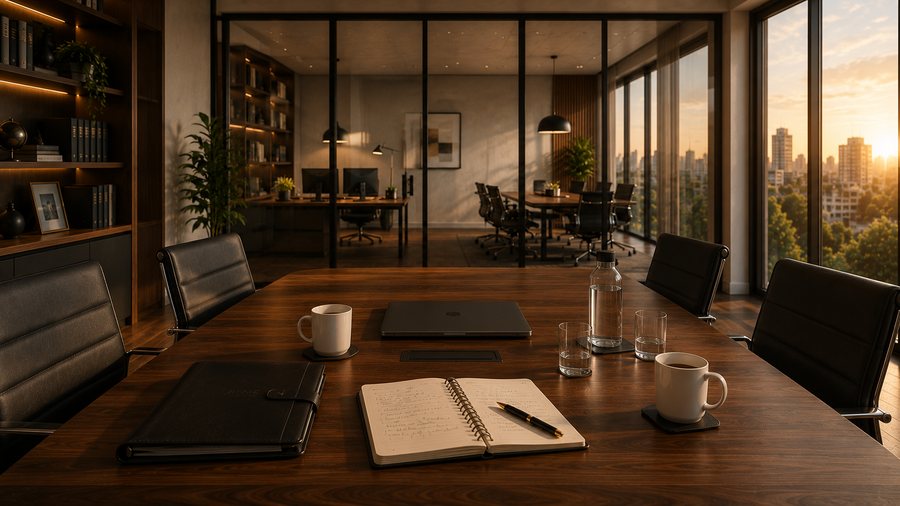 Sala de reuniones del estudio KMG & Asociados